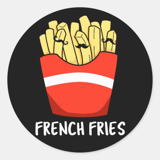 Fransen Funny Fast Food Pun Dark BG Ronde Sticker (Voorkant)