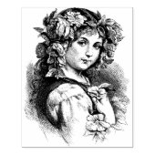 FransGypsy Meisje met Bloemen Rubber Stamp Rubberstempel (Afrduk)