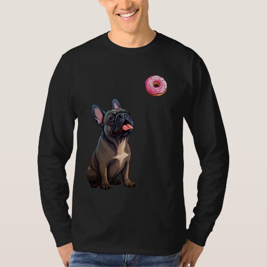 Fransje staart naar Donut, grappige Franse Bulldog T-shirt (Voorkant)