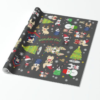 Franstalig kerstcadeaupapier met bulledog cadeaupapier