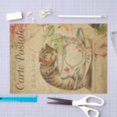 Franstalige carte Postale Cat en thea Cup Tissuepapier (Craft)
