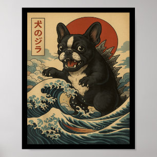 Franstalige Japanse Retro Wave Monster Bulldog Poster