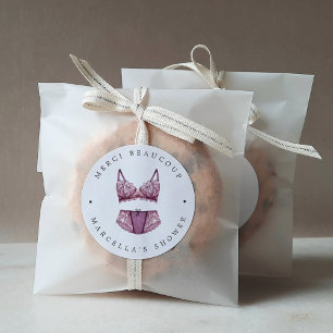Franstalige Lingerie Shower - Hartelijk dank voor  Ronde Sticker