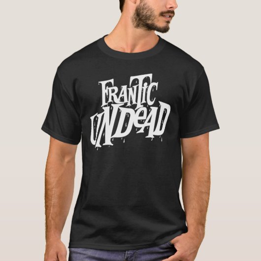 "Frantic Undood" White Logo Black T-Shirt (Voorkant)