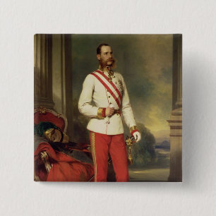 Franz Joseph I, keizer van Oostenrijk Vierkante Button 5,1 Cm