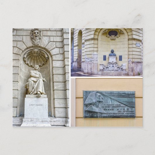 Franz Liszt Beeldhouwwerken Collage Briefkaart (Voorkant)