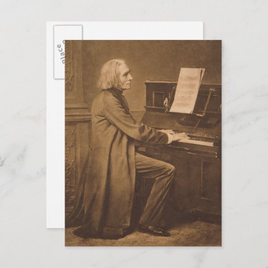 Franz Liszt bij de Piano Briefkaart (Voorkant / Achterkant)