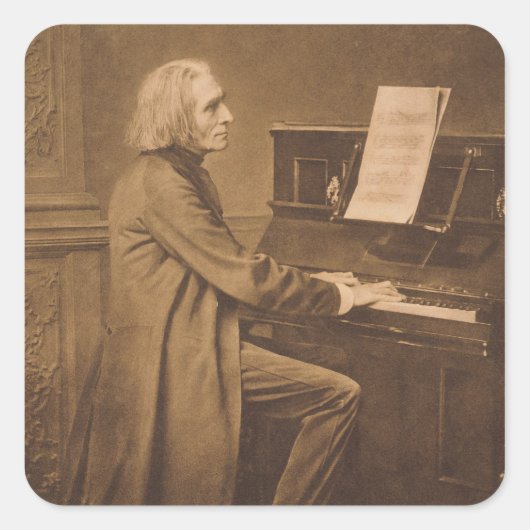 Franz Liszt bij de Piano Vierkante Sticker (Voorkant)
