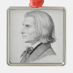 Franz Liszt, gegraveerd door Gonzenbach Metalen Ornament