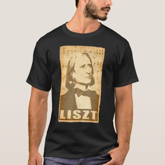 Franz Liszt Musical Composer Notes Retro Style Pro T-shirt (Voorkant)