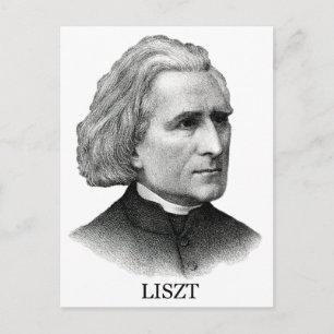 Franz Liszt, zwart Briefkaart