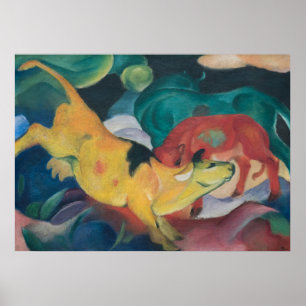 Franz Marc Abstracte Koeien Rood Groen Geel Schild Poster