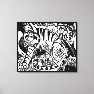 Franz Marc - Black en White Tiger - Abstracte kuns Canvas Afdruk