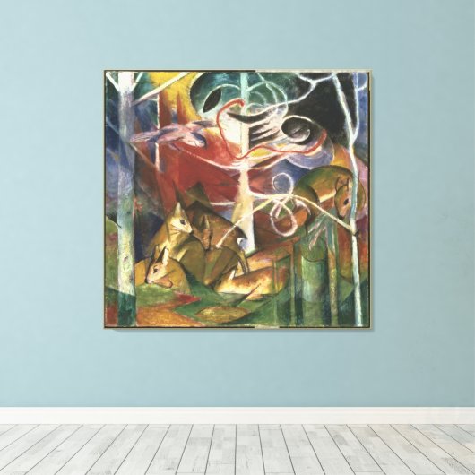  Franz Marc Deer in het bos Canvas Afdruk (Insitu (Houten vloer))