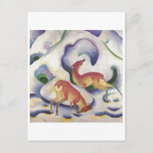 Franz Marc - Deer in Snow 1911 Canvas Fawn Doe Briefkaart
