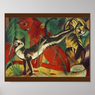 Franz Marc, Fine Art, Drie Katten. Poster