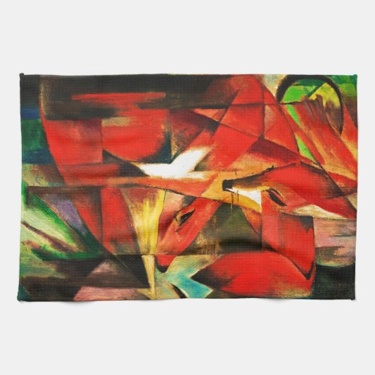 Franz Marc The Foxes Red Fox German Expressonism Theedoek (Horizontaal)