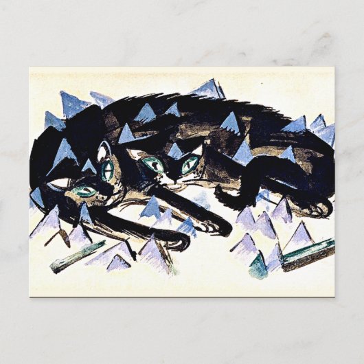 Franz Marc - Twee zwarte katten Briefkaart (Voorkant)