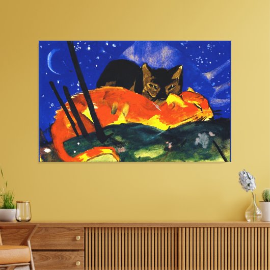 Franz Marc - Two Cats, beroemd schilderij, Canvas Afdruk (Insitu (Woonkamer))