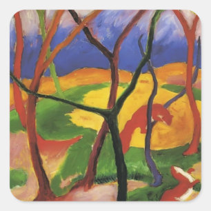 Franz Marc- Weasels Spelen Vierkante Sticker