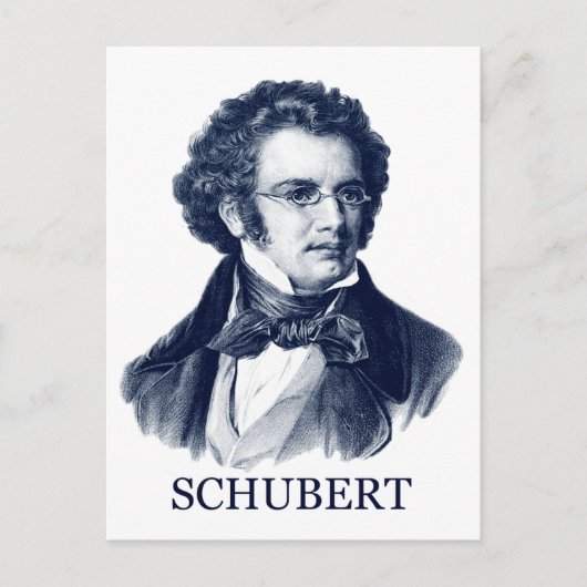 Franz Schubert, blauw Briefkaart (Voorkant)
