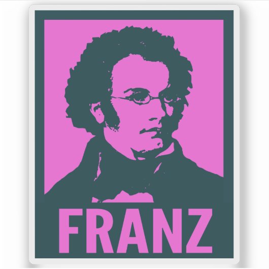 Franz Schubert Pop Kunstportret Custom Cut Vinyl Sticker (Voorkant)