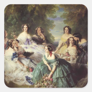 Franz Winterhalter-Empress Eugenie met haar Dames Vierkante Sticker