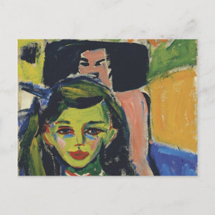Fränzi voor gebeeldhouwde stoel van Ernst Kirchner Briefkaart