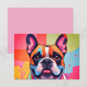 Französische Bulldog Popart Franse Bulldog Bedankkaart
