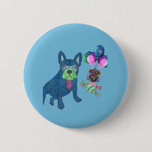 Französische-Bulldog Sticker Knop Ronde Button 5,7 Cm