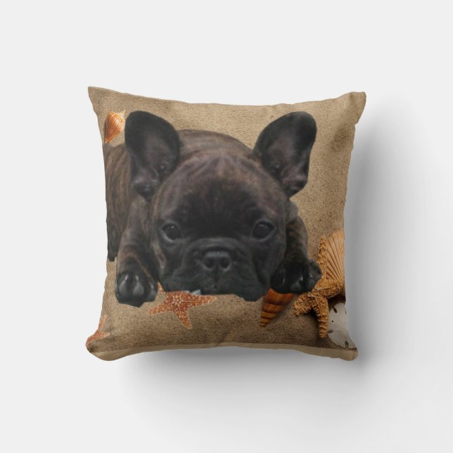 Französische Bulldogge am Meer French Bulldog Kussen (Voorkant)
