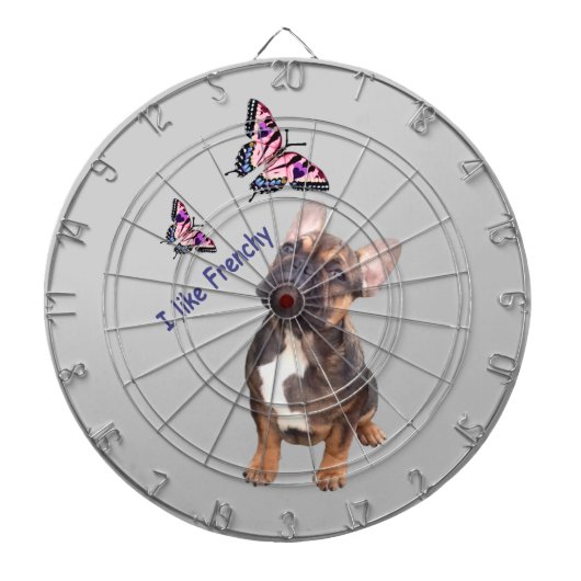 Französische Bulldogge Butterflies Day Bulldog Dartbord (Voorkant)