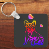 Französische Bulldogge Comic Sleutelhanger (Voorkant)