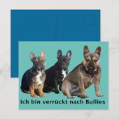 Französische Bulldogge drei Freunde French Bulldog Briefkaart (Voorkant / Achterkant)