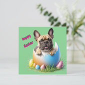 Französische Bulldogge Ei Ostern French Bulldog Feestdagenkaart (Staand voorkant)
