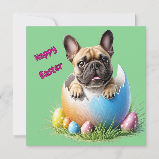 Französische Bulldogge Ei Ostern French Bulldog Feestdagenkaart (Voorkant)