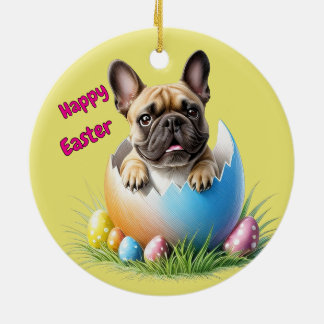 Französische Bulldogge Ei Ostern French Bulldog Keramisch Ornament
