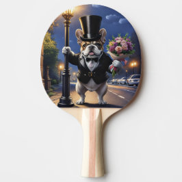 Französische Bulldogge French Bulldog Blumenstrauß Tafeltennisbatje