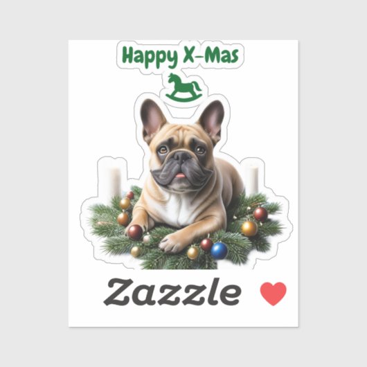 Französische Bulldogge French Bulldog  Weihnachten Sticker (Vel)