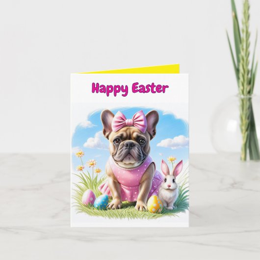 Französische Bulldogge Frohe Ostern French Bulldog Feestdagen Kaart (Voorkant)