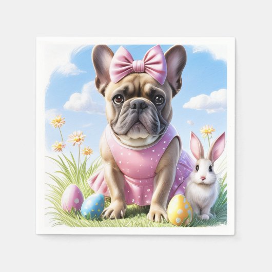 Französische Bulldogge Frohe Ostern French Bulldog Servet (Voorkant)