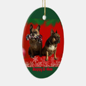 Französische Bulldogge Frohe Weihnachten Bulldog Keramisch Ornament (Rechts)