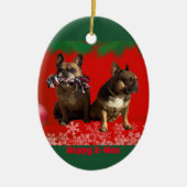 Französische Bulldogge Frohe Weihnachten Bulldog Keramisch Ornament (Voorkant)