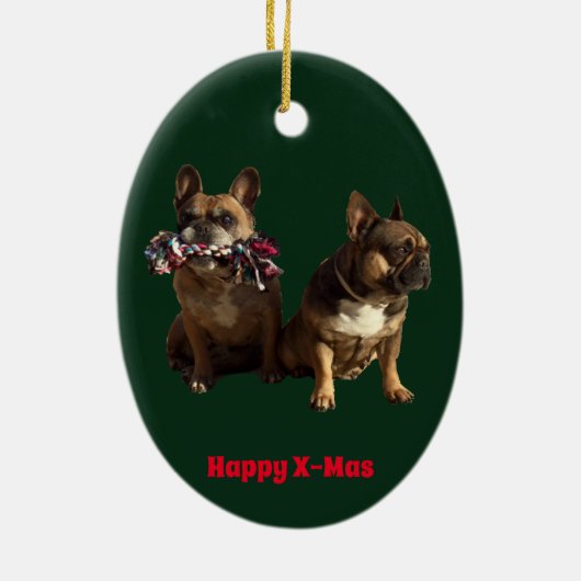 Französische Bulldogge Frohe Weihnachten Bulldog Keramisch Ornament (Achterkant)