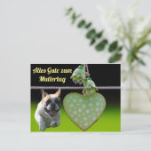 Französische Bulldogge Grünes Herz French Bulldog Briefkaart (Staand voorkant)