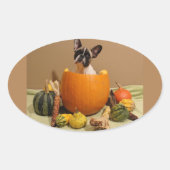 Französische Bulldogge Halloween French Bulldog Ovale Sticker (Voorkant)