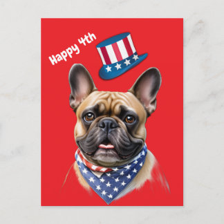 Französische Bulldogge Happy 4.Juli French Bulldog Briefkaart