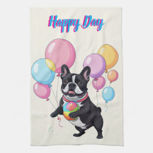 Französische Bulldogge Happy Day Franse Bulldog  Theedoek