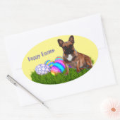 Französische Bulldogge Happy Easter French Bulldog Ovale Sticker (Envelop)