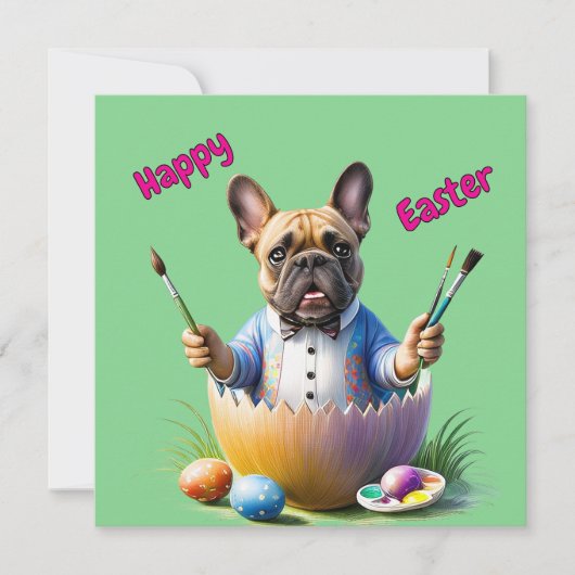 Französische Bulldogge im Ei Frohe Ostern (Voorkant)
